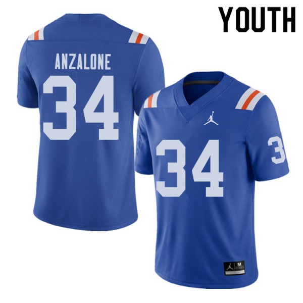 Jordan Brand Youth #34 Alex Anzalone Florida Gators Throwback Alternate College Football Jerseys